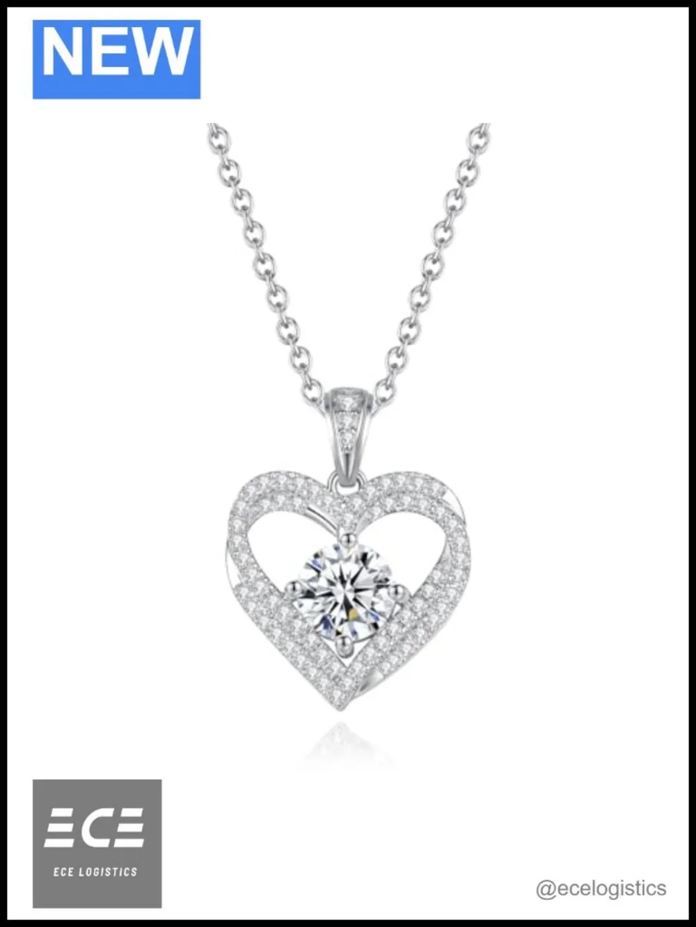 1.2CTTW Moissanite Heart Necklace S925 Sterling Silver VVS1 D Color